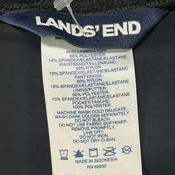 Lands End Swim Board Shorts Womens 18 Black Ditsy Floral Quick Dry Beach UPF50 - Picture 9 of 13